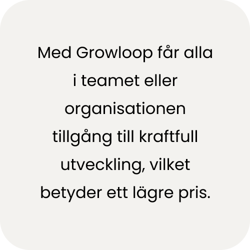 En grå ruta med text om att alla i teamet får tillgång till kraftfull utveckling En grå ruta med text om att alla i teamet får tillgång till kraftfull utveckling